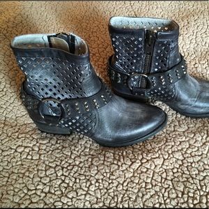 Volatile black faux leather booties